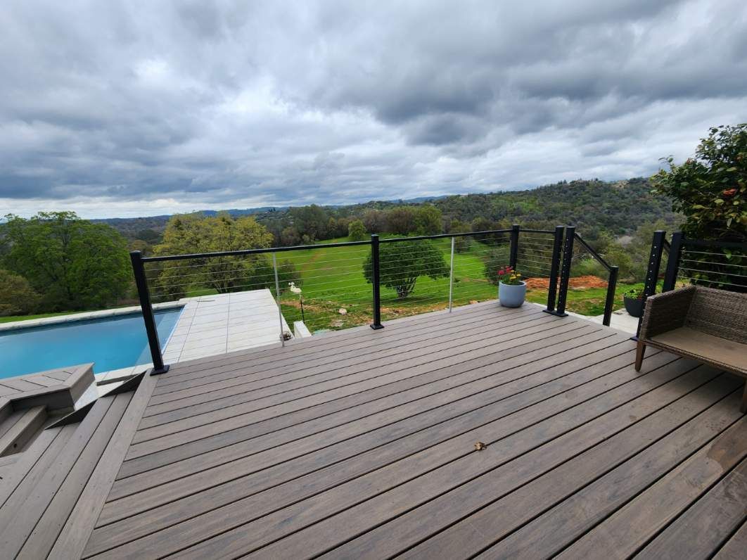 backyard decking leading to pool area