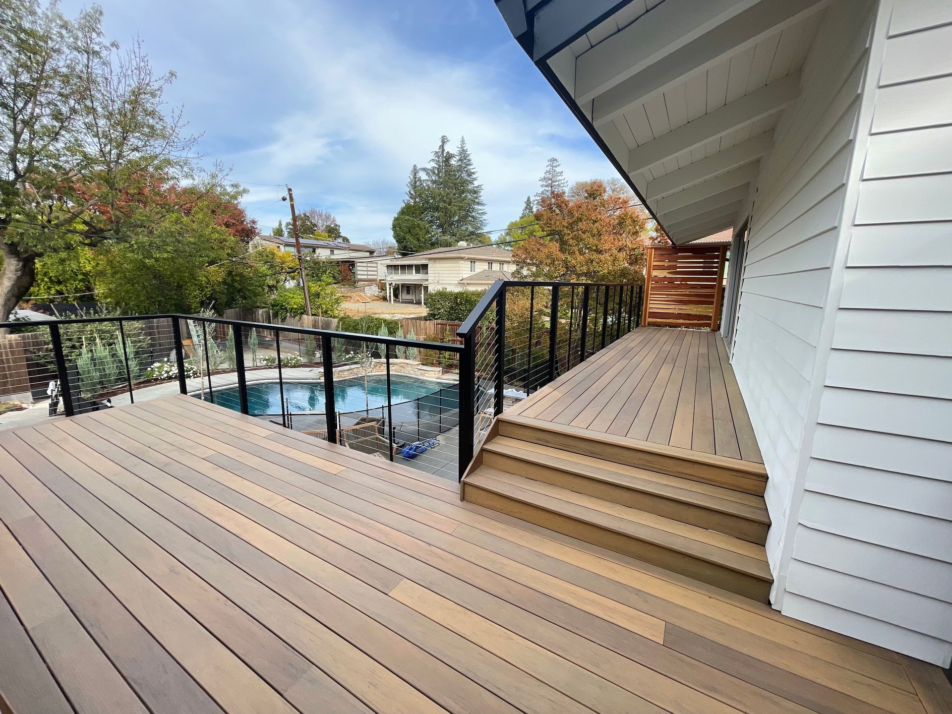 black metal railing system with wiring as decoration