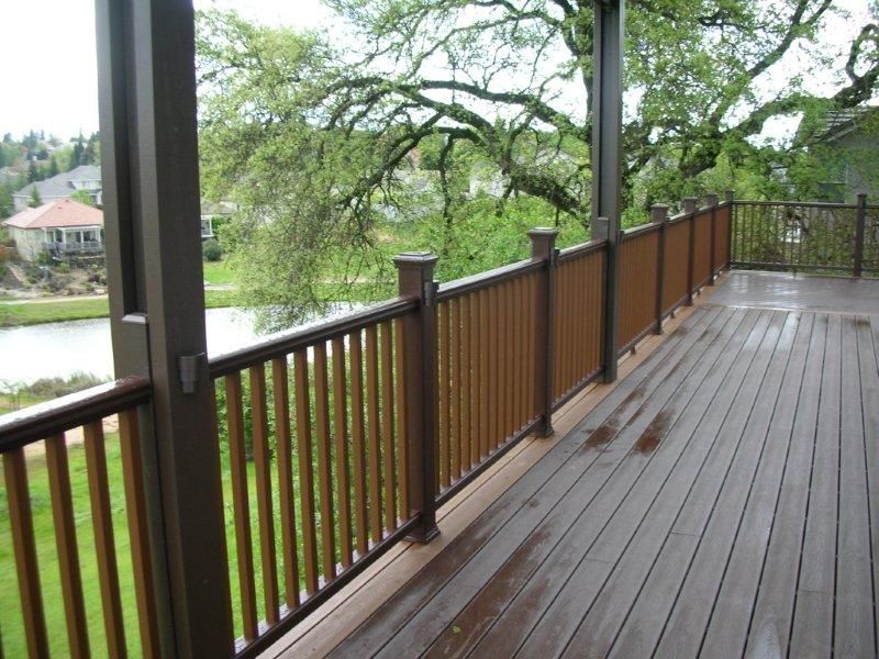 wrap around wood deck railing system