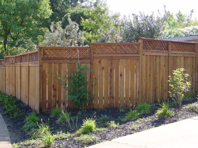 customized wood fence with top lattice