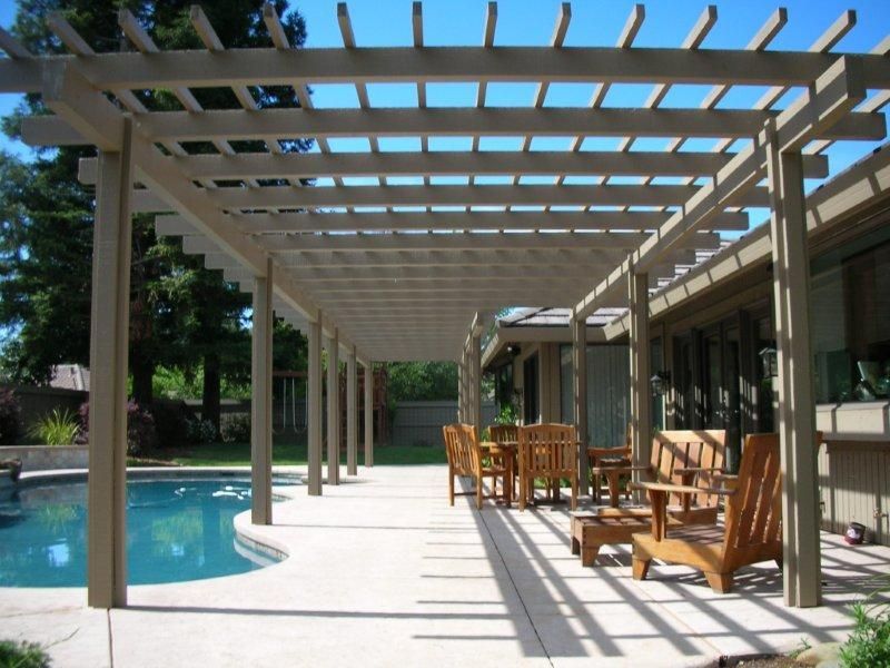 Pergola over pool deck area