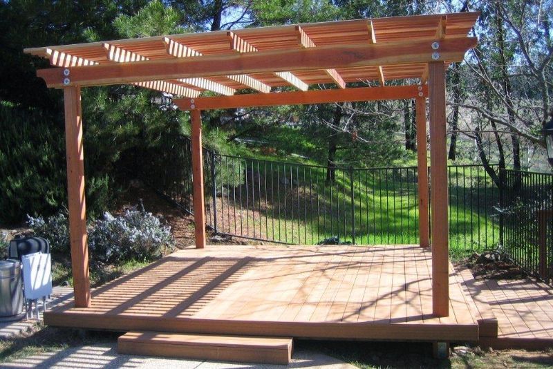 wood Pergola with wood decking