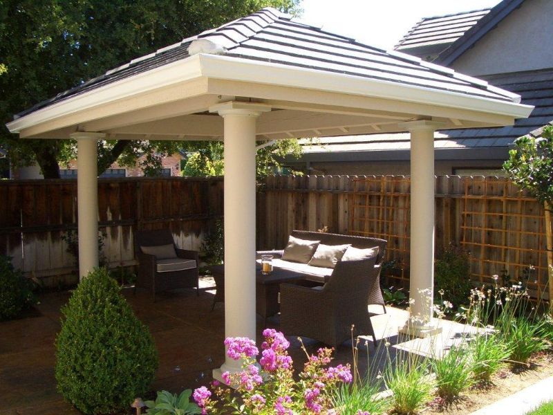 gazebo with with white architectural posts