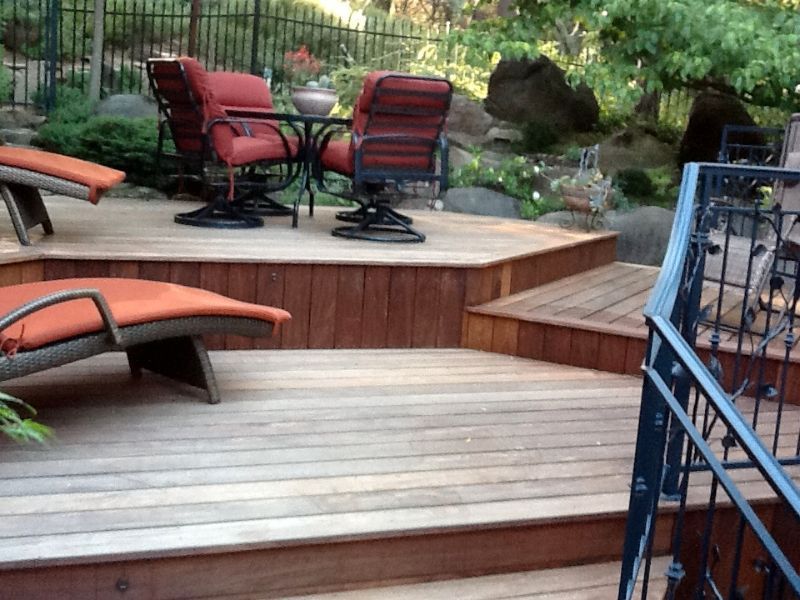 new raised wood deck for patio furniture seating