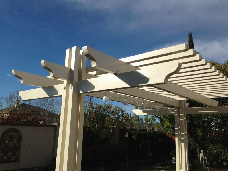 white colored wood pergola