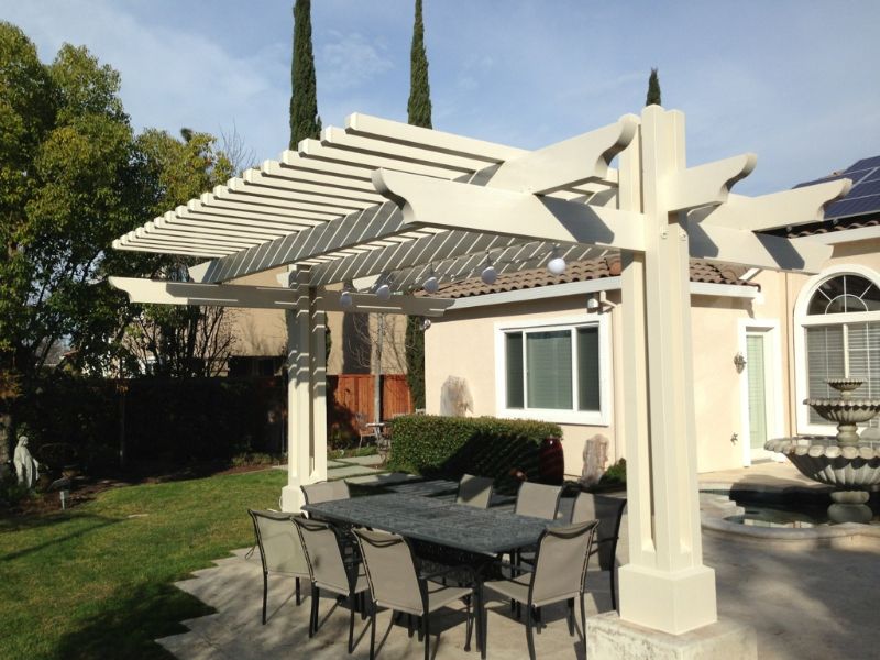 white pergola for outdoor space