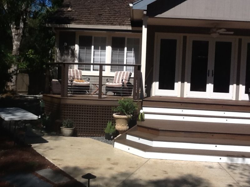 newly installed porch area with steps leading to the landing