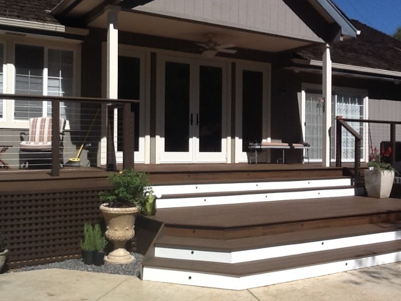 newly installed porch and steps with new railing system