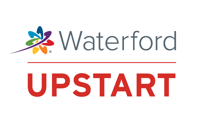 The waterford upstart logo has a colorful flower on it.