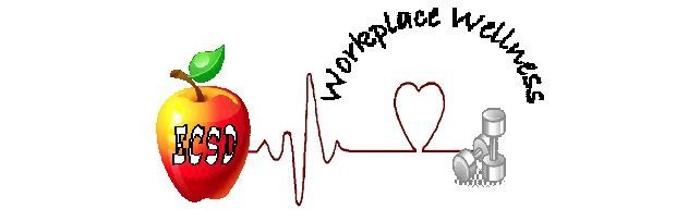 A logo for a company called workplace wellness with an apple and a heartbeat.