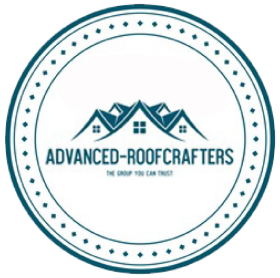 The logo for advanced-roofcrafters shows a house on top of a mountain