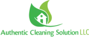 Logo for Authentic Cleaning Solution LLC: a house within green leaves with text below.