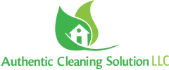 Logo for Authentic Cleaning Solution LLC: a house within green leaves with text below.