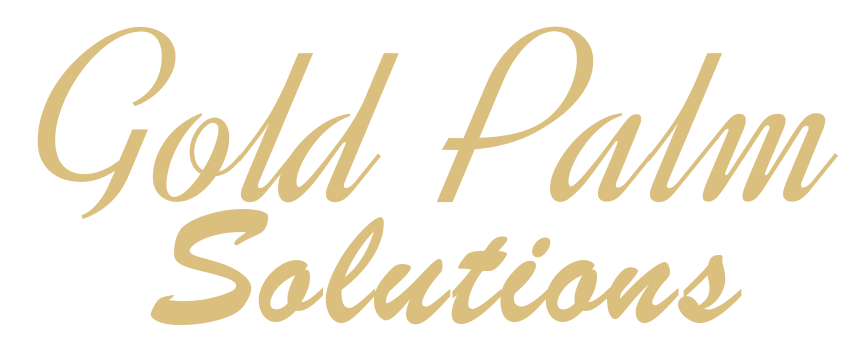 The gold palm solutions logo is on a white background.