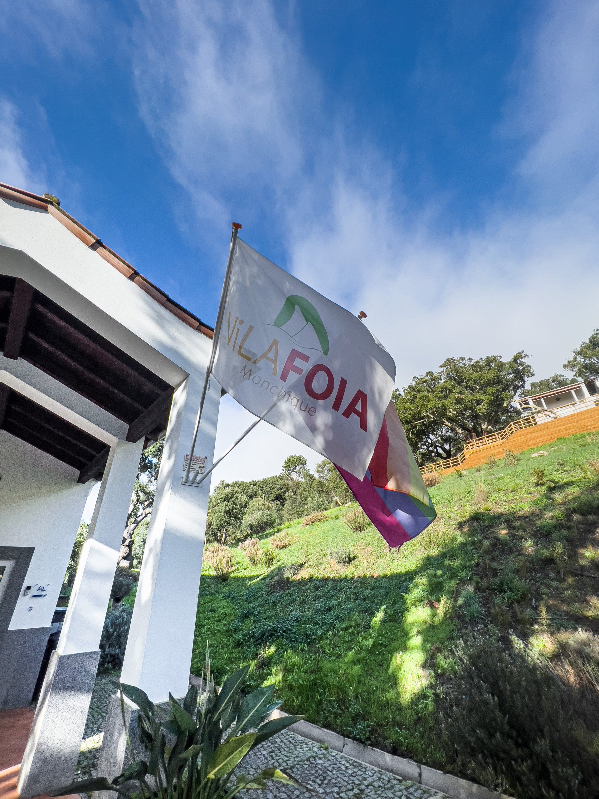 the flags at the entrance of VilaFoia