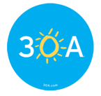 Blue circle with white text 