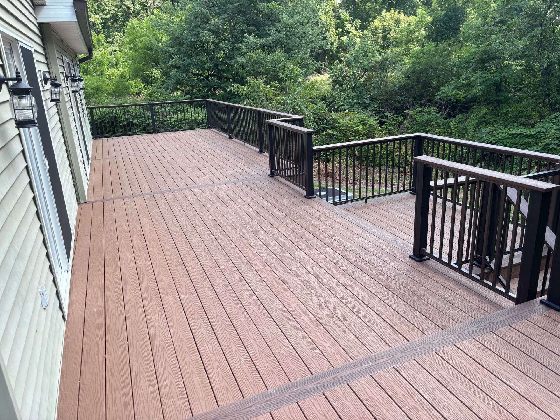 Composite wood deck in Chester County, PA, installed by DreamAway Exteriors.