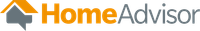 A logo for home advisor with an arrow pointing up