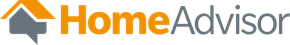 A logo for home advisor with an arrow pointing up