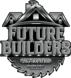 Logo for Future Builders in Tuscaloosa, AL featuring a house and circular saw blade design with phone number 205-301-0401.