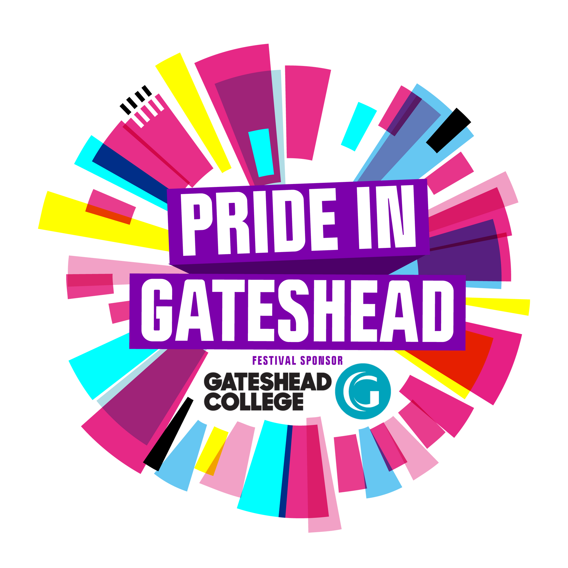 A colorful logo for pride in gateshead college