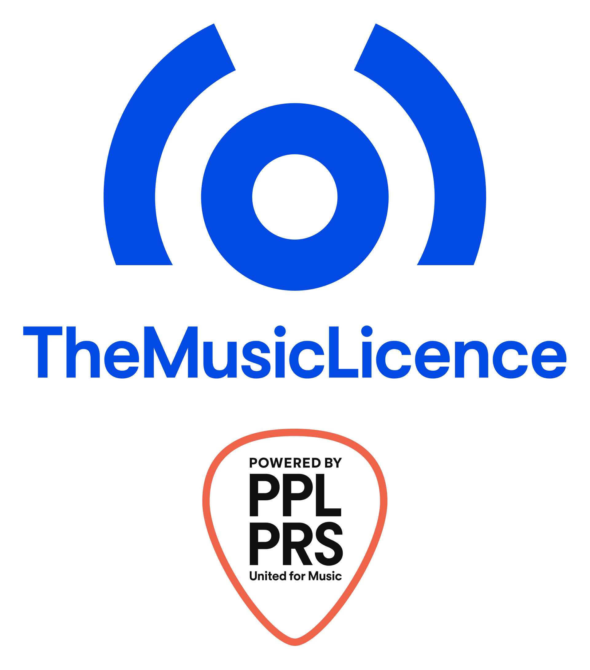 A logo for the music licence with a guitar pick