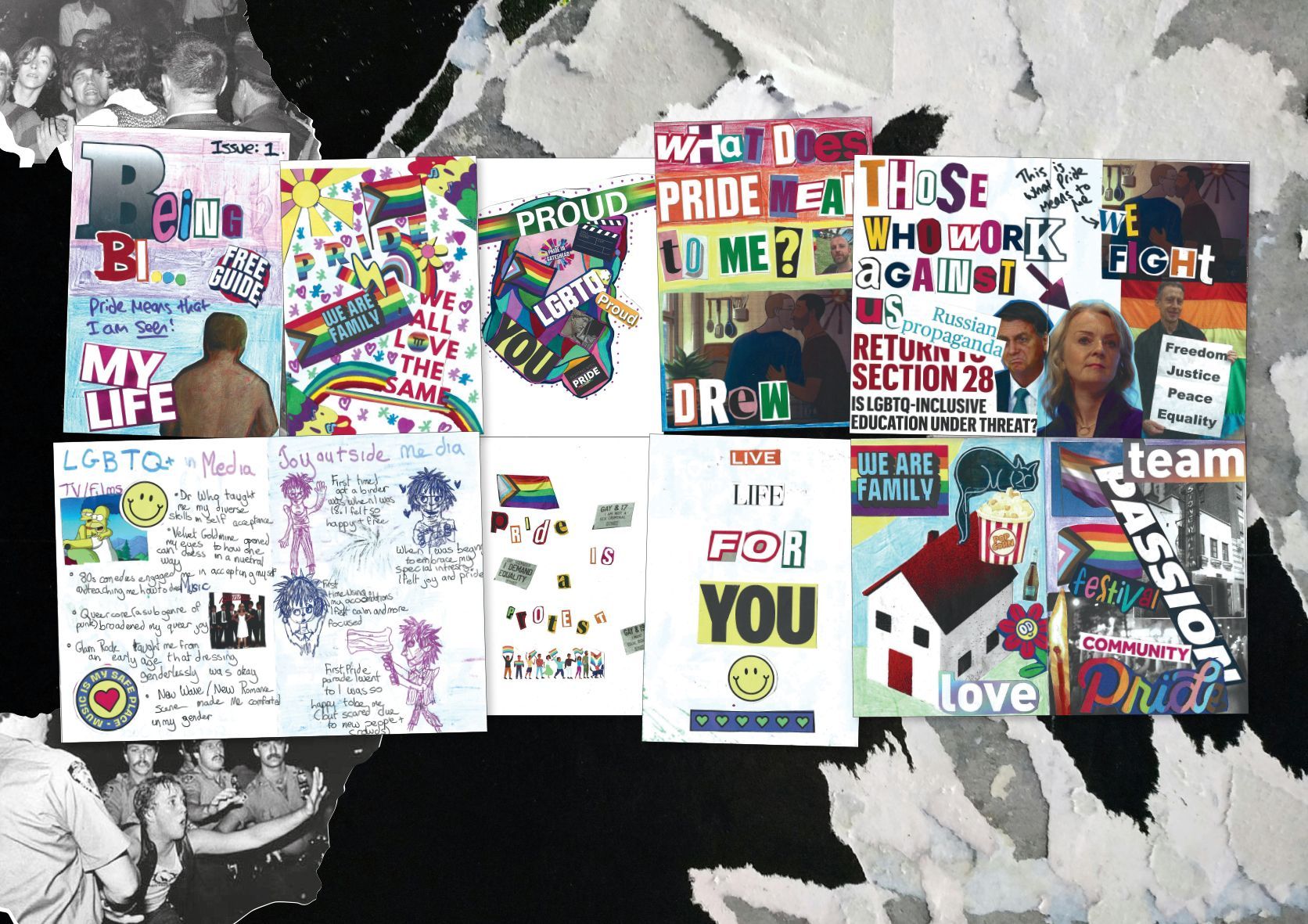 A collage of posters including one that says life for you