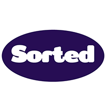 A purple oval with the word sorted on it