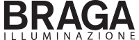 Il logo di braga illuminazione è in bianco e nero.