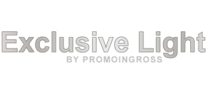 Un logo per la luce esclusiva di promoingross su sfondo bianco.