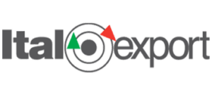 Un logo per italia export con una freccia rossa che punta a destra