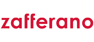 Un logo rosso e bianco per zafferano su uno sfondo bianco