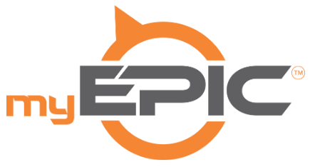 The logo for my epic is orange and black