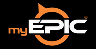 A black and orange logo for my epic