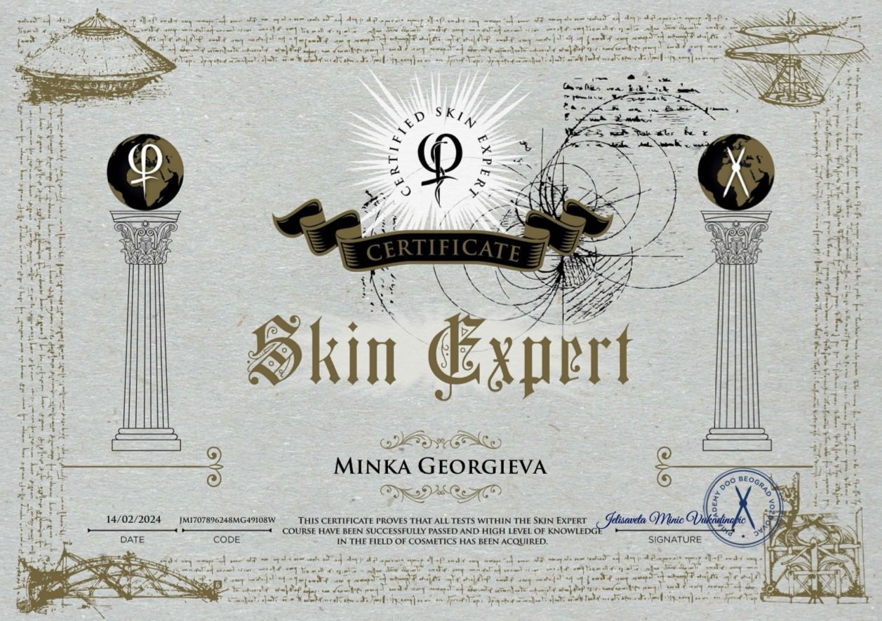 Ein Zertifikat mit der Aufschrift „Hautexperte“