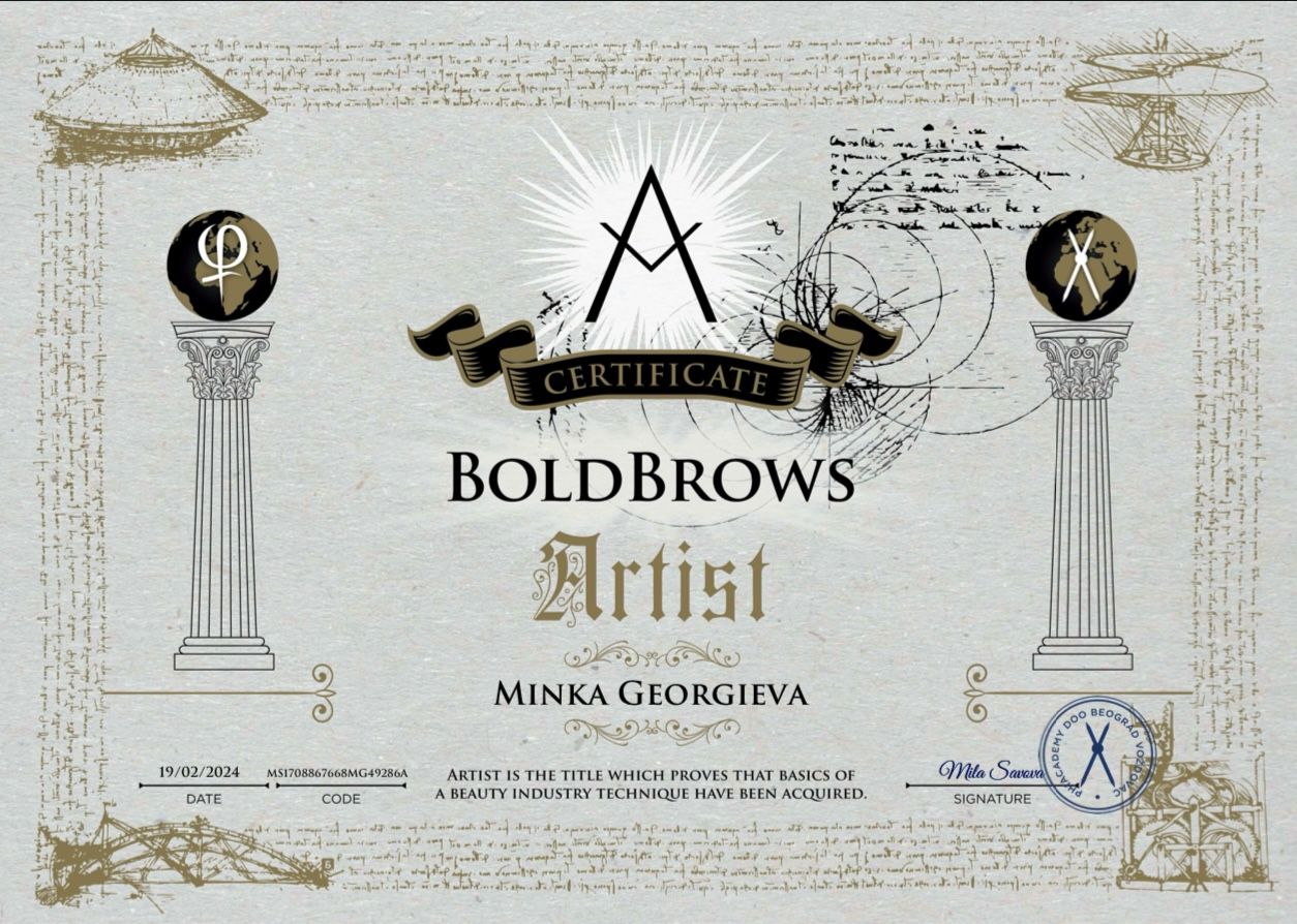 Ein Zertifikat mit der Aufschrift „Boldbrows-Künstler“