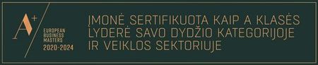 Įmonė sertifikuota kaip A klasės lyderė savo dydžio kategorijoje ir veiklos sektoriuje