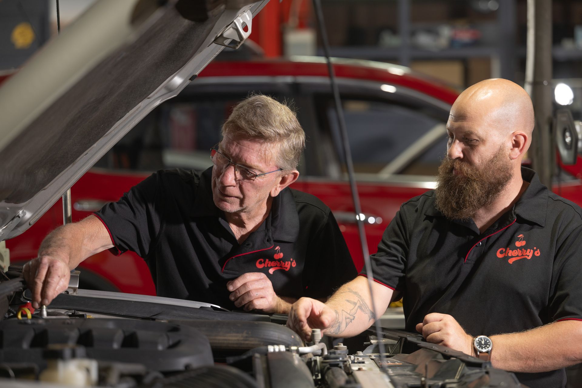 Automotive Repair Station Featuring Several Vehicles Raised With Open — Cherry's Automotive Repairs In Maitland, NSW
