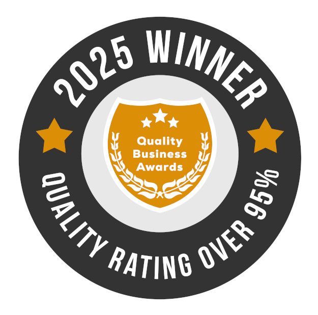 A sticker that says 2025 winner quality rating over 95 %