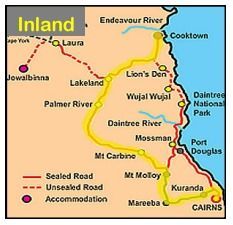 A Map Of The Inland Area Showing The Sealed Road And Unsealed Road — CC Couriers FNQ in Portsmith, QLD