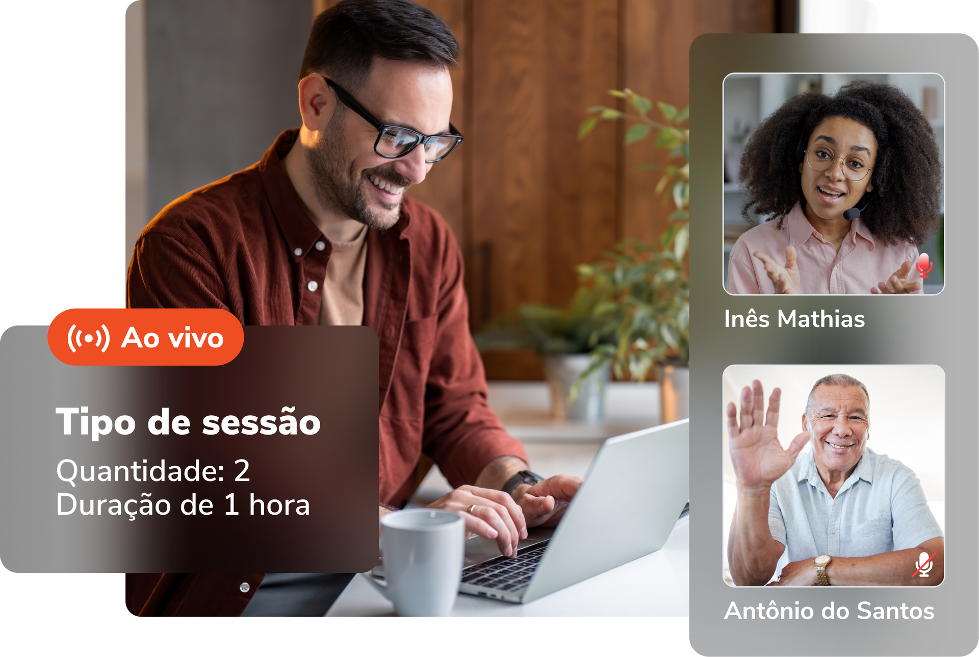 Um homem está sentado à mesa usando um laptop.