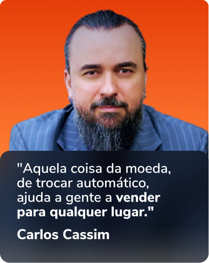 Um homem com barba e uma citação de carlos cassim