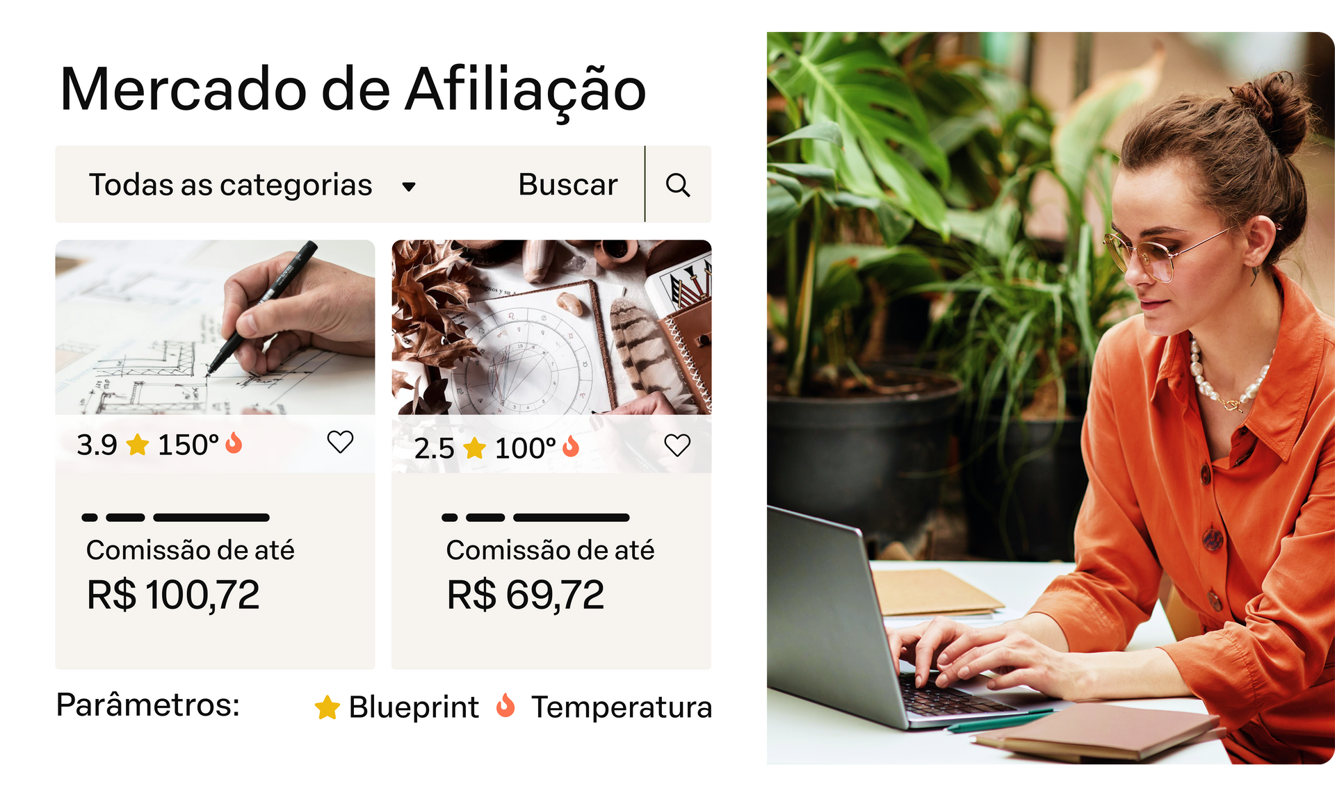 Um vídeo de uma mulher criadora do curso de samambaias com uma camisa amarela está sendo reproduzido em um celular.