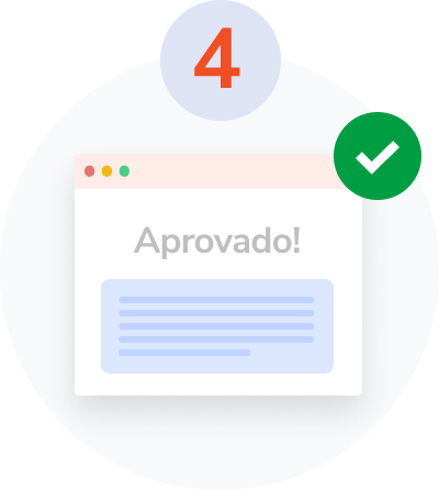 Uma ilustração de uma tela de computador com a palavra aprovado nela.