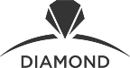 Black diamond logo with curved lines above 
