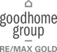 Goodhome group logo: gray house icon above 
