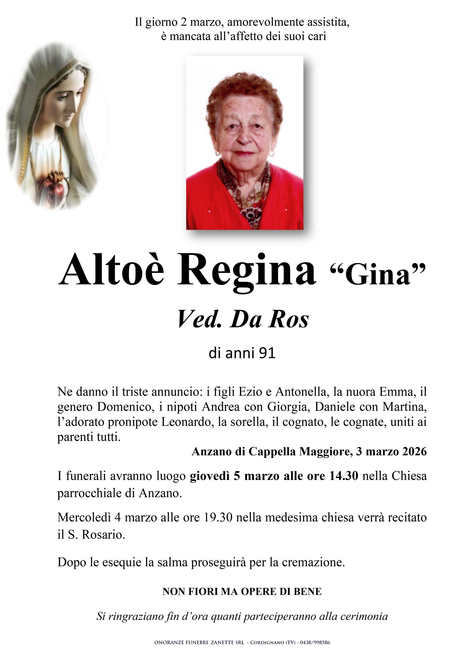 Altoè Regina “Gina”