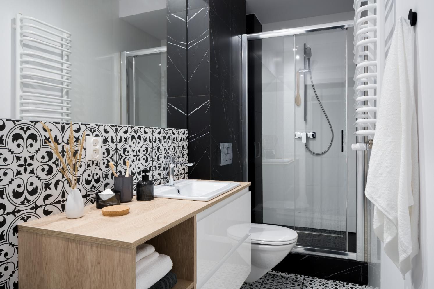 Bathroom With a Toilet , Sink , Shower and Mirror — Glass & Window Centre, Dubbo, NSW