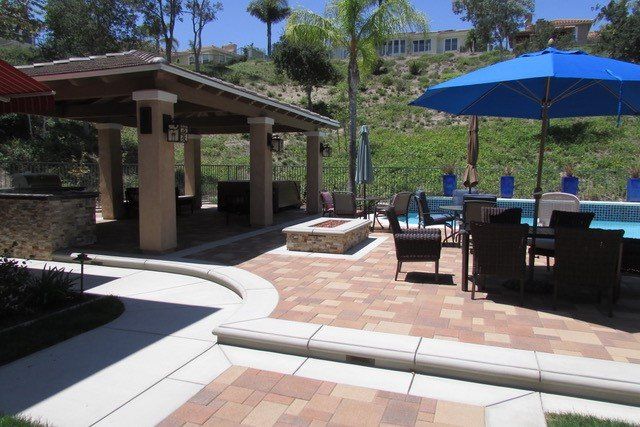Concrete and Tiles Pool Area — Chino, CA — California Custom Landscape Inc.