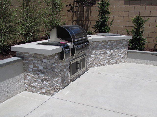 Barbeque Area With Made With Concrete — Chino, CA — California Custom Landscape Inc.